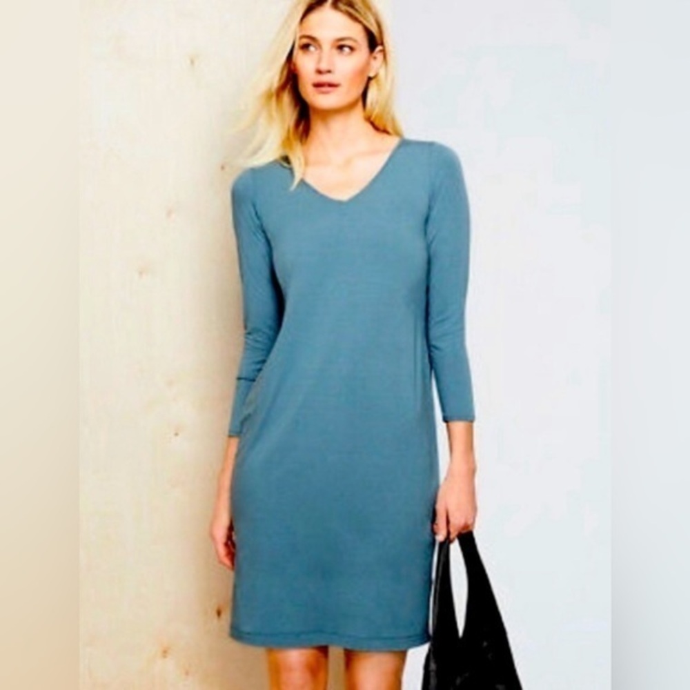 Eileen Fisher Jersey V-Neck Dress Size Medium